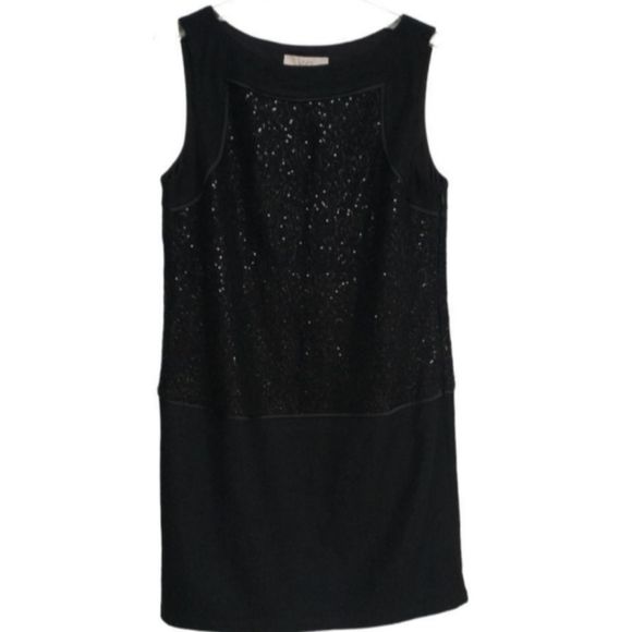 NWT LOFT Wool Blend Black Sequin Sleeveless Dress, size 14 - Picture 1 of 12
